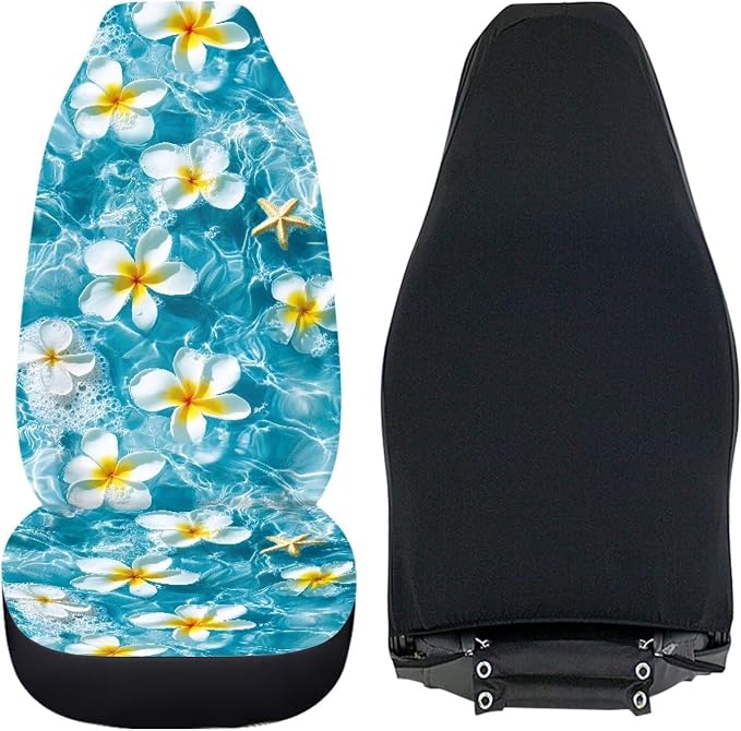 Tropical Florals Car Front Seat Covers 2 Pcs Anti-Slip Car Seat Cover Protector Front Seats Hawaiian Protection Interior Accessories Suitable for Most Cars SUV and Sedan