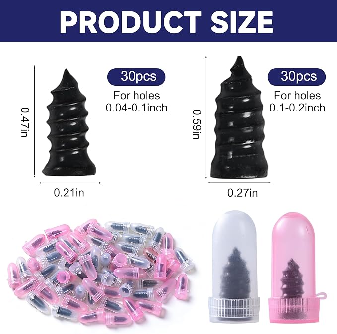 90 Pcs Tire Repair Screws, Tire Patch Kit, Screw in Tire Plugs,Quick Tool Tire Plugs, Self-Service Tire Repair Rubber Nail Kit for Patching Punctures in Vacuum Tires of Cars, Motorcycles (90)