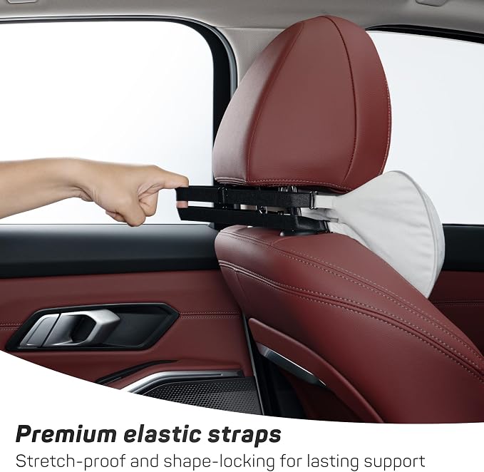 CAROMOP Car Headrest Neck Pillow Soft Artificial Suede, Adjustable Height, Breathable Cover, Dupont Fiber Car Headrest, Universal Fit for Driving（1PCS-Gray）