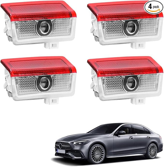 4 Pack Car Door Lights Logo Projector - 4K HD Puddle Lights for A/B/C/E/S/CLA/CLS/GLA/GLB/GLC/GLE/GLS/G/SL-Class/AMG GT 4-Door/V-Class/Metris Series