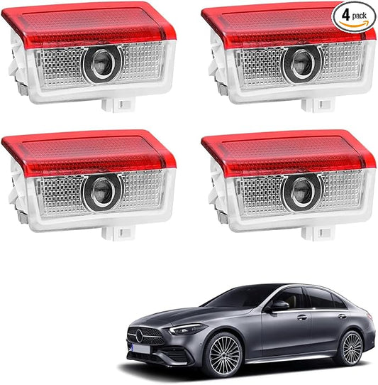 4 Pack Car Door Lights Logo Projector - 4K HD Puddle Lights for A/B/C/E/S/CLA/CLS/GLA/GLB/GLC/GLE/GLS/G/SL-Class/AMG GT 4-Door/V-Class/Metris Series