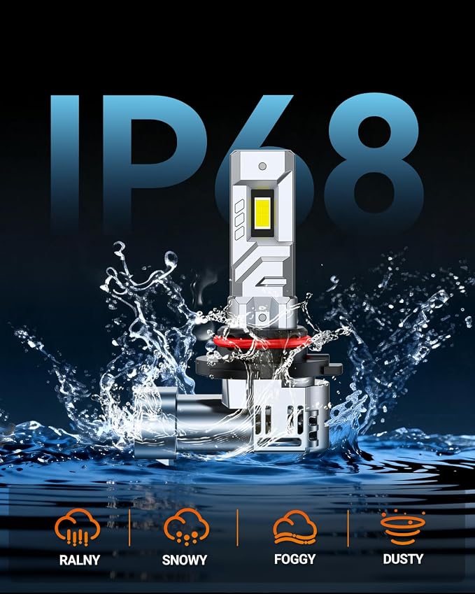 SEALIGHT 9005 Fog Bulbs, 55000LM 1000% Brightness HB3/9005 Light Bulbs, 6500K Cool White Bulbs with 18000RPM Fan, Plug and Play ATV/UTV, 12-Year Extended Lifespan IP68 Waterproof, Pack of 2