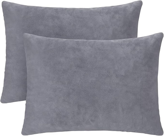 1 MIDDLE ONE 2 Pack Small Pillow, 16 X 12 Inches, Memory Foam Mini Pillow for Travel, Camping, Sleeping, Nap and Neck, Knee, Lumbar Support, Tiny Cushion for Pet, Dogs (Grey)
