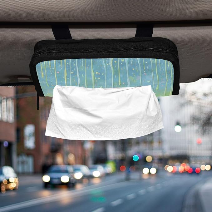 Blue Frosting Dripping Car Tissue Holder Durable Napkin Holder Hanging Tissue Holders Case Car Tissues Bag for Sun Visor Seat Back Universal Auto
