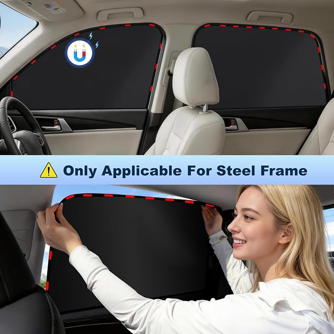 ZATOOTO Magnetic Car Window Shade 2 Pack Car Shades for Rear Windows | Car Privacy Curtain UV Block Window Shade, Universal Size for Vehicle Rear Window Shade for Baby, For Sleeping