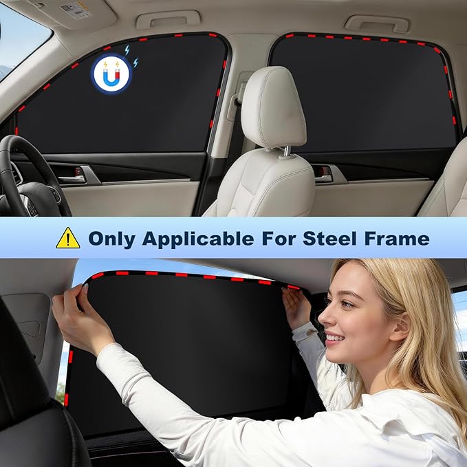 ZATOOTO Front Side Window Sun Shade, 2Pack Car Window Cover Heat Reflective | Car Curtains Magnetic Side Window Sun Shade, 99% UV Light Block, Keeps Cooler, Taking a nap, Changing Clothes, Camping