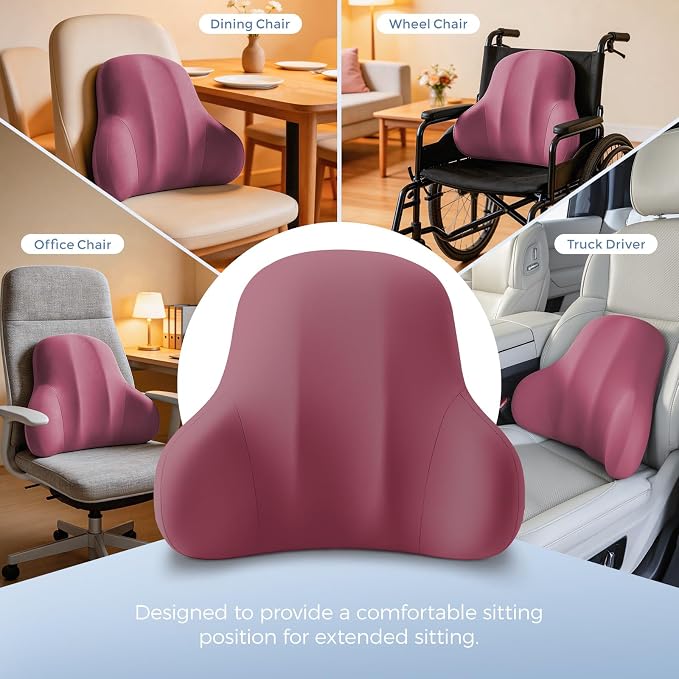 BABUR Ergonomic Memory Foam Lumbar Support Pillow for Car, Back Pain Relief | Ergonomic 100% Memory Foam, Back Pain Relief, Comfort Lower Back Support for Office Chairs, Car Seat, Wheelchair
