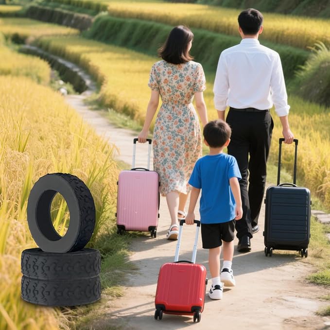 16 Pcs Luggage Wheel Covers, Anti-Noise, Fits 2-2.4" suitcase wheel, Black | suitcase wheel covers, Widened & Thickened Silicone, Anti-Noise & Scratch-Proof, Fits 2-2.4" Carry-On Luggage Wheels