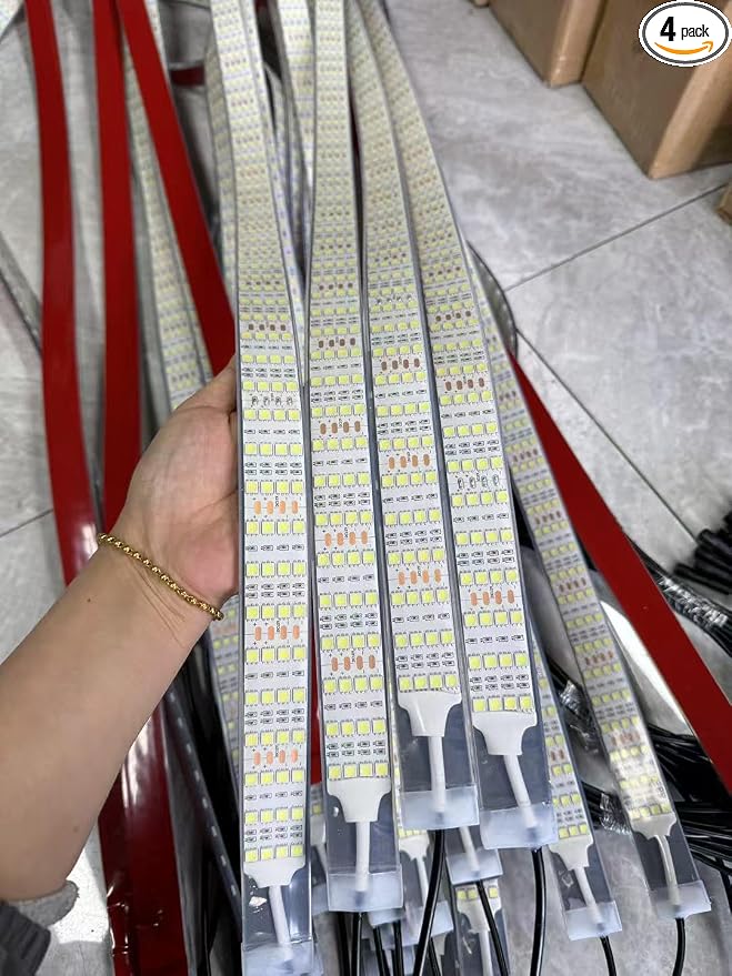 4PCS 5FT 1.4Meters Quad Row Pure White Strobe LED Underglow Strips Kit - Fit for Car Truck 17.5" Wheel Lights (Ideal for Underbody, Door, Wheel Rim Lighting)
