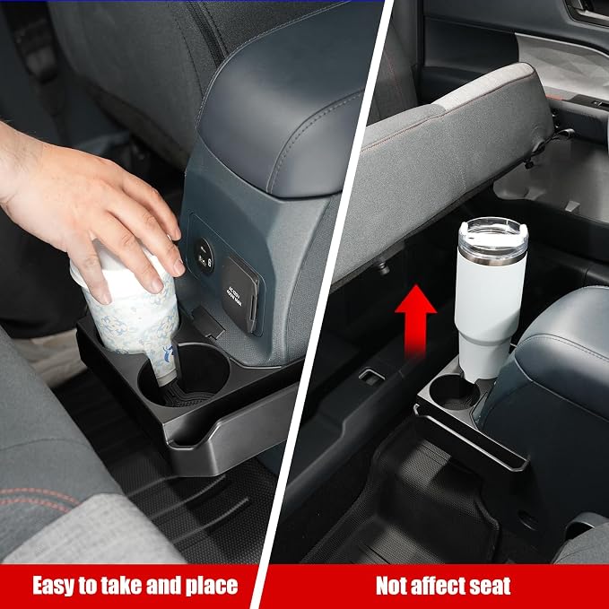 Mabett Removable Rear Dual Cup Holder for Ford Maverick 2022-2026 Accessories, FIT Insert Expander Rear Seat Cup Holder Organizer