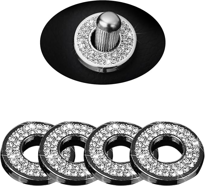 1 Pack 4 Pcs Bling Car Inner Door Lock Covers, Car Bling Accessories For Women Rhinestone, Rhinestones Pull Rod Bolt Decoration Covers Compatible With Mercedes-Benz A,B,C,D,E Class, Gla ,Glc (Silvery)