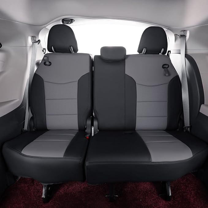 coverdream Sienna Leather Car Seat Covers Custom Fit for 2011-2020 Toyota Sienna LE,XLE,Limited,L,XLE Premium,Limited Premium,7-Seater,Full Coverage Auto Seat Protector (Full Set,Black/Gray)