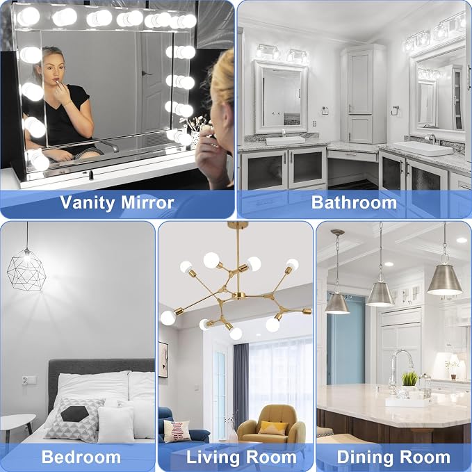 LED G25 Vanity Light Bulbs E26 Base, Daylight 5000K 40W Equivalent Globe Shape, LED Bathroom Makeup Mirror Light Bulbs 5W 500LM, Ideal for Bathroom Vanity or Mirror Non-dimmable, 4 Pack