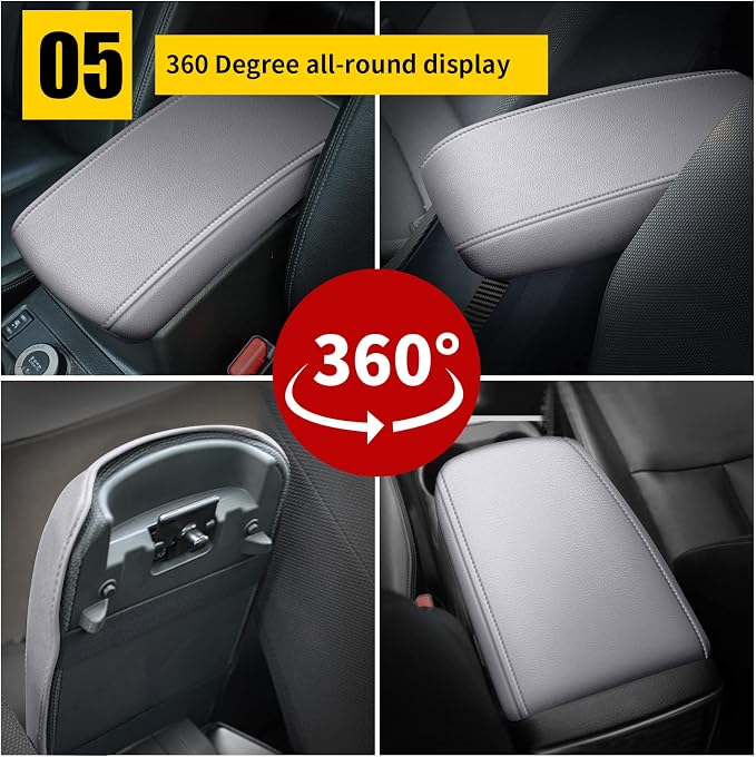 AOMSAZTO Grey Armrest Console Cover for Civic 2012-2015 Honda Middle Leather Arm Cover