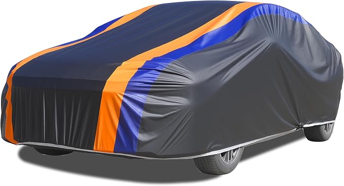 DINGHAO Car Cover Waterproof All Weather with Hot Stitching for Automobiles,6 Layers Outdoor Full Exterior Cover Sun UV Rain Snow Wind Protection Fit for 193"(193 * 73 * 59 inch) Sedan