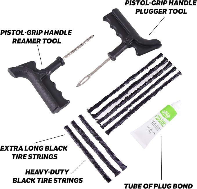 Slime Tire Repair Kit 2040-A, 11 Pieces | Deluxe | Includes Strings & Tools | Pack of 2