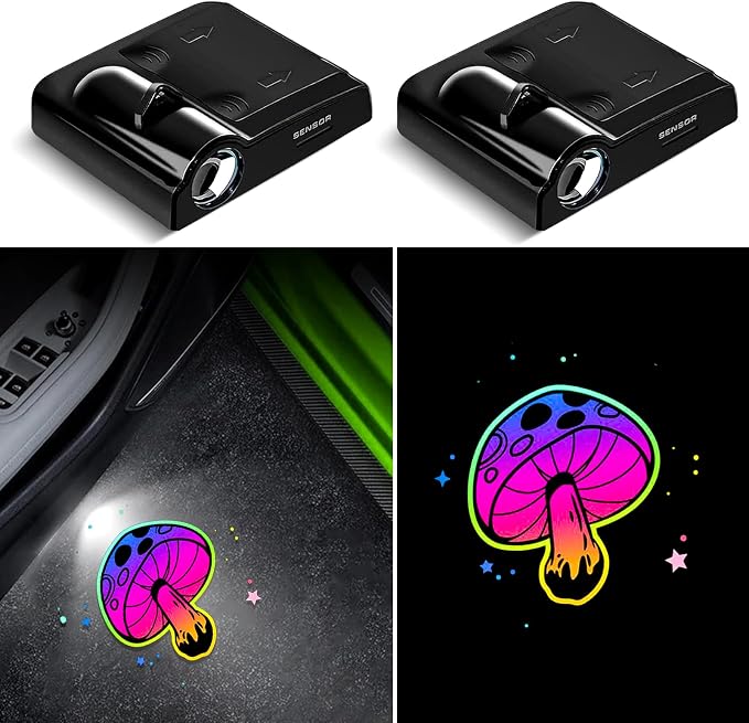 Car Door Lights Projector, Mushroom Car Door Projector Lights Universal Welcome Courtesy Ghost Shadow Lamp Fit for All Car Models Mushroom