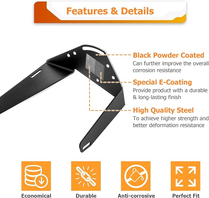 WeiSen Front Hidden Bumper Light Bar Mount Fit for Ram 2500 3500 2019-2024 | Fit 22" Straight LED Light Bar,No Drill,Heavy Duty Steel,Rust Resistant,Black Powder Coated,Light Bar Bracket
