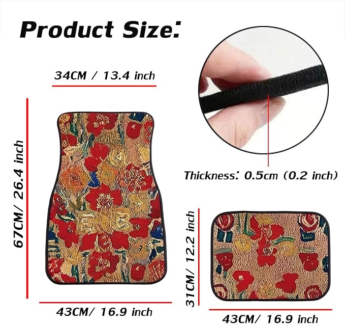 Car Floor Mats Non-Slip Automotive Floor Mats All-Weather Front Rear Car Floor Foot Mat Sets of 4 Pieces Foot Mats Rugs Carpet for Car Trucks SUV Sedans (Fangao-02)