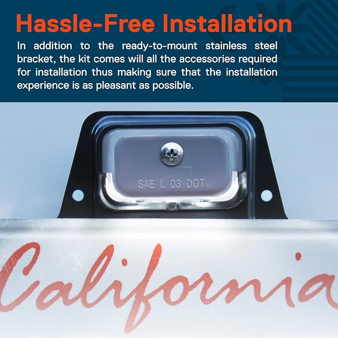 TRUE MODS Gray LED License Plate Boat Trailer Light [Steel Bracket Mount] [DOT FMVSS 108] [SAE L] 12V DC Waterproof Universal Submersible PC Lens Tag Lamp for Car Work Utility Flat Bed Box Semi Truck