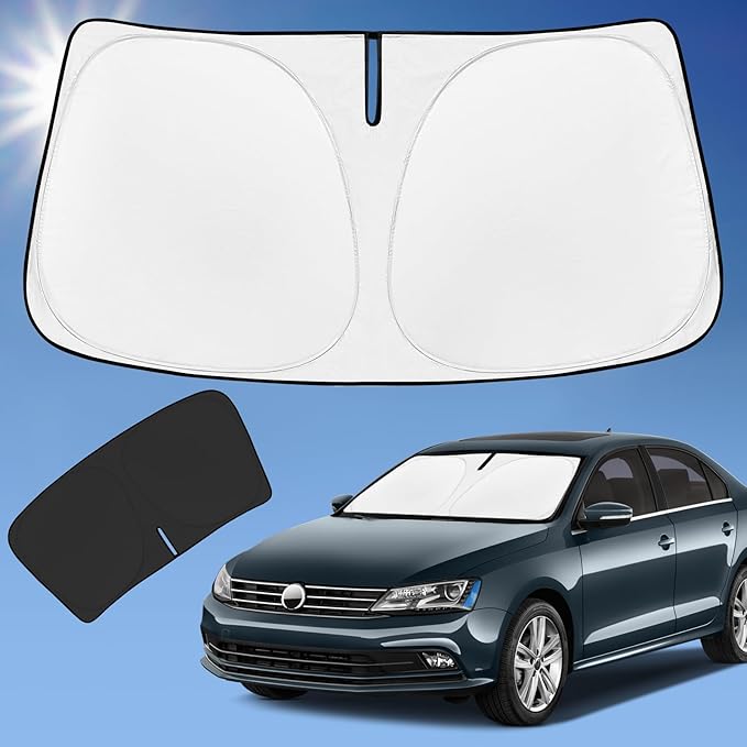 Sun Shade Sunshade for VW Jetta 2011-2018 Windshield Cover | 4-Layer Front Window Shade Custom fit Volkswagen Jetta Sun Visor 240T Foldable Shade Shield Blocks UV Rays Accessories