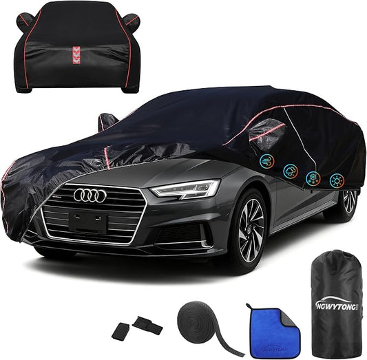 Car Cover Waterproof All Weather 8-Point Fastening for Audi A4 2004-24 | All-Around Wind-Resistant Fastening, 120s Quick Setup, 600D Oxford Fabric, All-Weather Protection