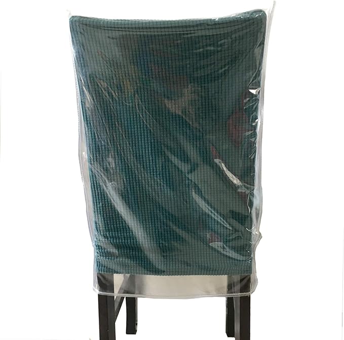 Swanna Plastic Dining Chair Covers with Backrests, PVC Clear Chair Seat Cover, Waterproof Kitchen Protector Chair Slipcover for Party No Dust/Dirt/Spill, Fit W/21 x D/18 Inch (4 Pack)