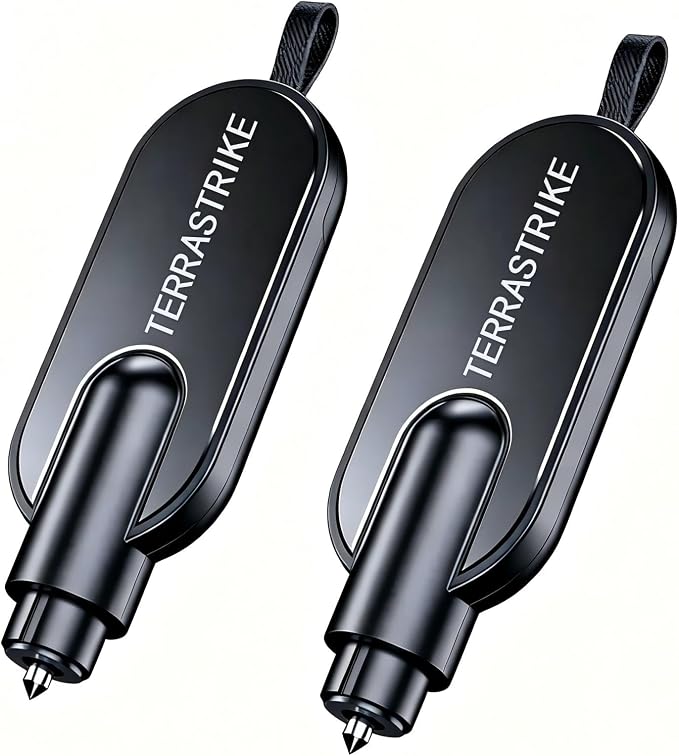 TERRASTRIKE Car Escape Tool.2026 Upgraded Car Emergency Escape Tool, Underwater Function Window Breaker & Hidden Seatbelt Cutter, Vehicle Crash Rescue Safety Hammer, 2 Pack Automotive Life Saving Tool