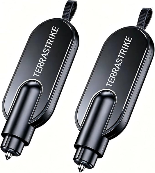TERRASTRIKE Car Escape Tool.2026 Upgraded Car Emergency Escape Tool, Underwater Function Window Breaker & Hidden Seatbelt Cutter, Vehicle Crash Rescue Safety Hammer, 2 Pack Automotive Life Saving Tool