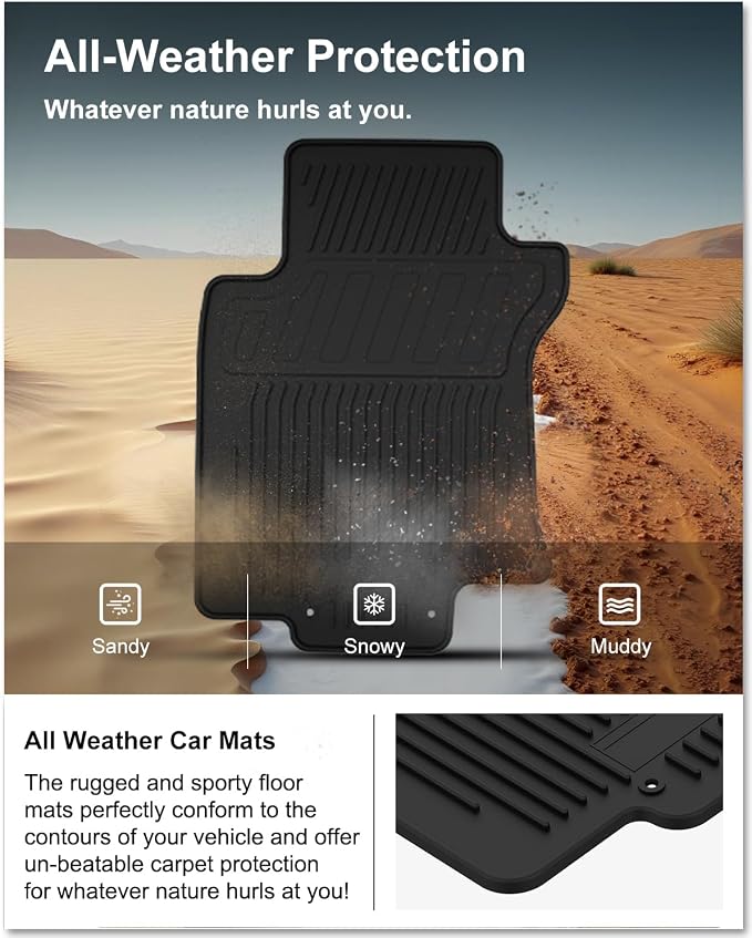 Kiwi Master Floor Mats for 2014-2020 Nissan Rogue | OEM Replacement 999E1-G2000, Custom Fit All Weather Car Mats, Heavy Duty TPE Floor Liners, Front & Rear 2 Row Set, Black