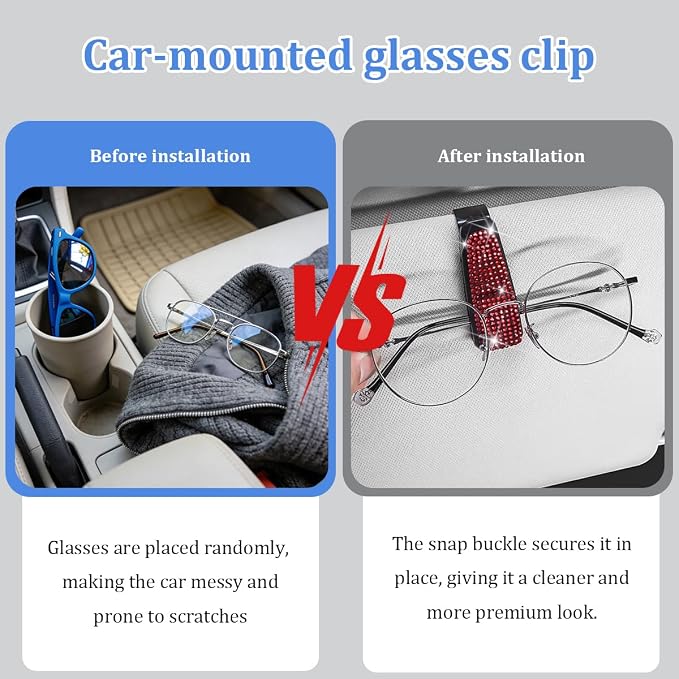 27PCS Bling Car Accessories Set for Women, 14.5-15" Crystal Rhinstone Steering Wheel Cover, License Plate Frame, USB Charger Phone Holder, Girly Auto Interior Decor Set, Universal Fit (Red)