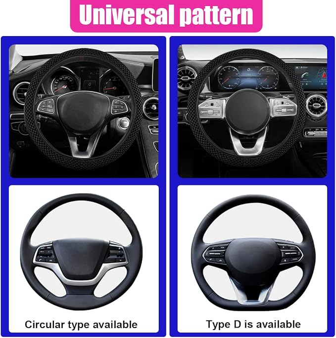 Elastic Stretch Steering Wheel Cover, Anti-Slip, 15inch, Black | Microfiber Odorless Breathable Ice Silk Car Steering Wheel Protector, Easy Carry, Warm in Winter & Cool in Summer