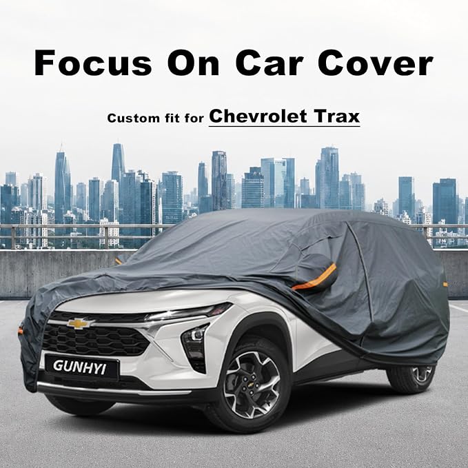 GUNHYI Premium Car Cover Custom Fit Chevrolet Chevy Trax (2013-2026), 16 Layers Heavy Duty Car Cover Waterproof All Weather with Zipper Door for Sun Rain Snow Dust Uv Protection