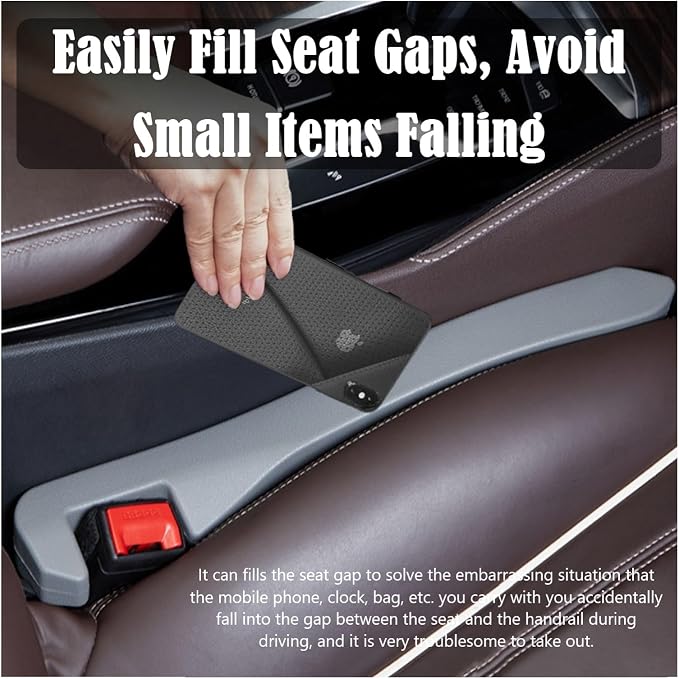 Car Seat Gap Filler 2 Pack, Universal Organizer for Car SUV Truck to Fill The Space Between Seat and Console, Car Seat Blocker and Catcher Prevent Things from Dropping, Easy to Install (Grey)