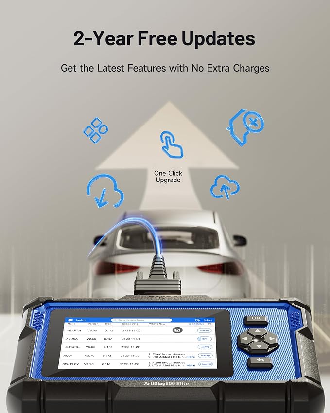 TOPDON ArtiDiag600 Elite, OBD2 Scanner, Full-System Car Diagnostic Tool, 13+ Services, FCA AutoAuth, Automotive Scan Tool with CAN-FD, 2-Years Free Updates, Upgraded of AD500 AD600S AD600 Pro