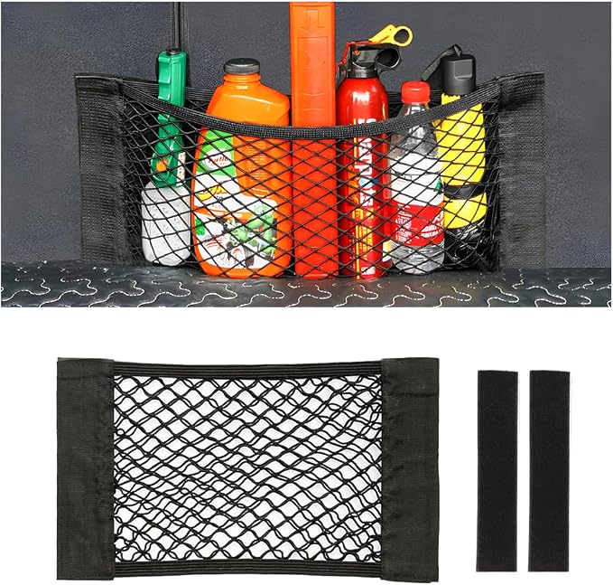 Mesh Cargo Net for Car, Universal Stretchable Trunk Storage Net Wall Sticker Organizer Elastic Pouch Bag for Cars, SUV, Home, Auto Interior Accessories (Small)