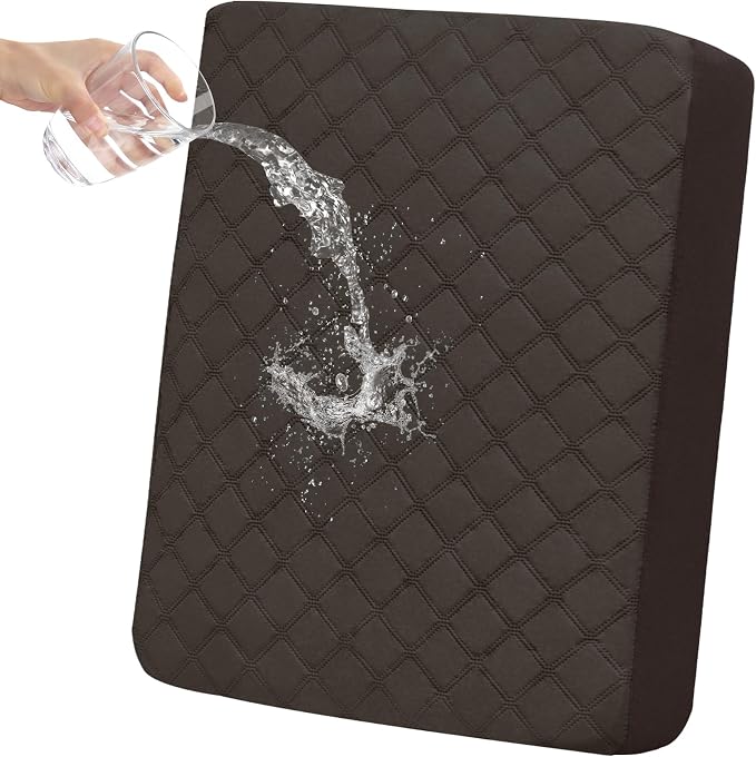 Easy-Going Waterproof Oversized Chair Cushion Covers, Non-Slip Leakproof Sofa Seat Cushion Slipcovers, Quilted and Stretch Furniture Protector for Dogs (1-Piece Oversized Chair Cushion, Chocolate)
