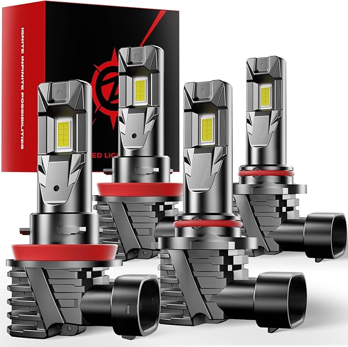 【2026 New Upgrated】 S Series Fog Light 90-05 & H-11 Bulb Combo, 80000LM 800% Brighter Real 1:1 Mini Size Design,120W Fanless Light Bulbs, 6000k Cool White, Plug and Play，Pack of 4