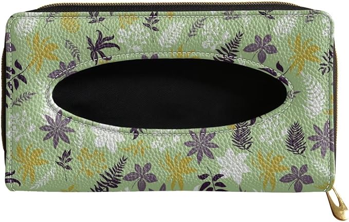 Leaves PU Leather Car Napkin Holder Car Tissue Holder Automotive Sun Visor Tissue Box Holder Car Accessories for Women & Men