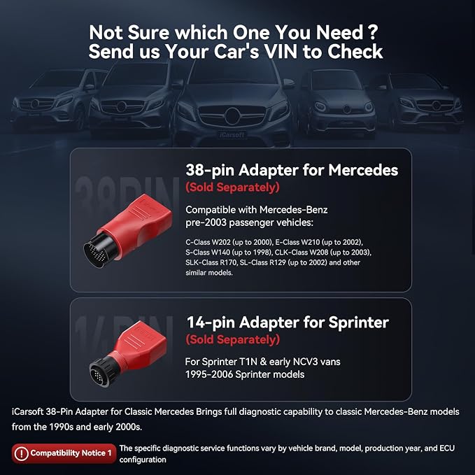 iCarsoft Bidirectional Diagnostic Tool for Most Mercedes-Benz/Sprinter/Smart from 1996-2025 MB V3.0 2026 Version Up to 39 Service Full System OBD2 Scanner All Test AutoVIN Battery Test Free Update