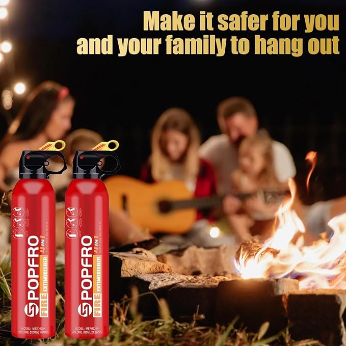 4PACK POPFRO 4-in-1 Small Fire Extinguisher for Home, Garage, Kitchen, Car | For Electric, Textile and Grease Fires | Non-Toxic, Easy Clean | Wall Mount Incl (4 pack)