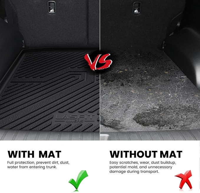 LASFIT Cargo Mat for Honda CR-V 2017-2022 (Tray in Lower Position), Custom Fit Trunk Mat, Raised Edge All Weather Protection, Kid & Pet Friendly, Easy Clean for Family Use, Black (Not for Hybrid)