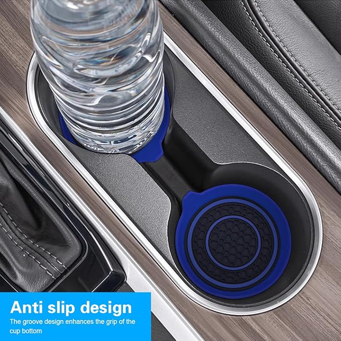 Mandark Car Cup Holder Coaster, 2.75 Inch Non-Slip Vehicle Cup Holder Insert Mats, Dustproof Automotive Interior Console Cup Insulated Pads Accessories, Universal for SUV, Sedan, Truck (Blue)