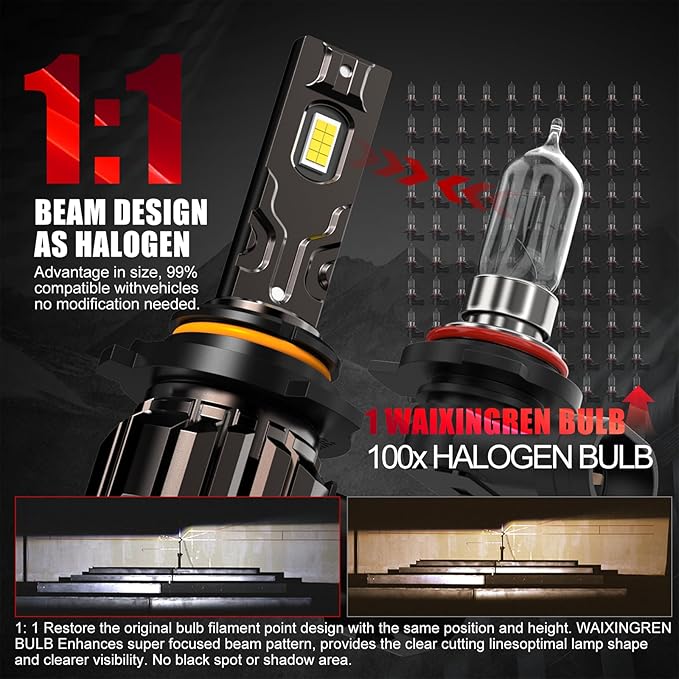 Bulb, 26000LM Super Bright 6500K 800% Brighter Bulbs with Turbo Fan, IP68 Waterproof, Plug-N-Play (9006+9005)