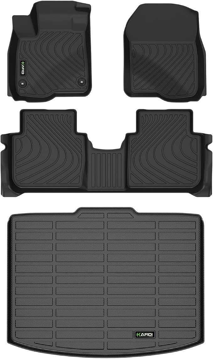 HAFIDI® Floor Mats & Cargo Liner Set Fit for 2023 2024 2025 2026 Honda CRV (Not fit CRV Hybrid Models) All Weather Protection TPE Anti-Slip Automotive Full Set Floor Liners Custom Accessories - Black