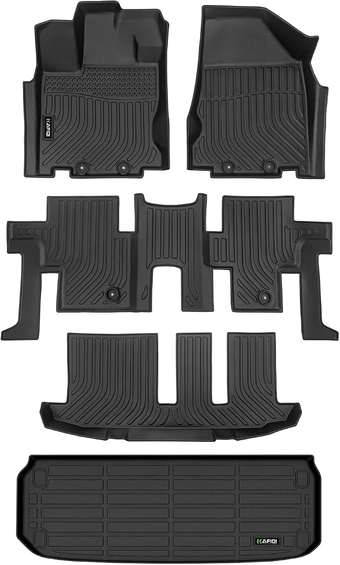 HAFIDI® Floor Mats & Cargo Liner Fit for 2013-2021 Nissan Pathfinder 7 Seats & 2014-2020 Infiniti QX60 All Weather Protection TPE Anti-Slip Automotive Full Set Floor Liners Custom Accessories - Black