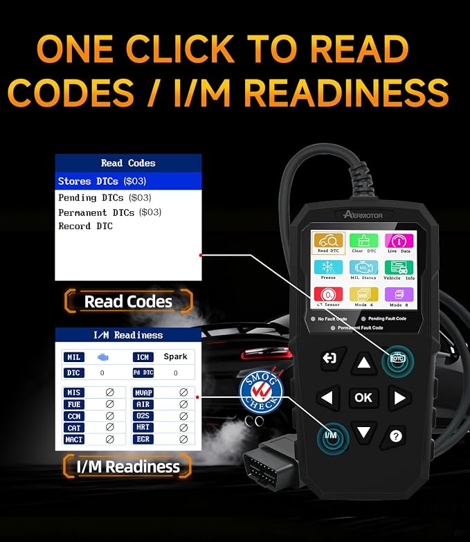 OBD2 Scanner,V880 Check Engine Light Car Code Reader with Reset,4-in 1 Graphic Live Data,I/M Smog Test, CAN Scan Tool Diagnostic Scanner for All OBDII Vehicles,Work for DIY,Home Use,Mechanic