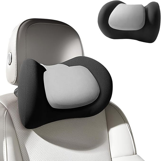 BABUR 100% Memory Foam Neck Pillow, Ergonomic Headrest for Car Seat | Driver Neck Pain Relief, Adjustable Buckle, Universal Car, Office Chair, Soft Breathable, Removable Cover, Machine Washable