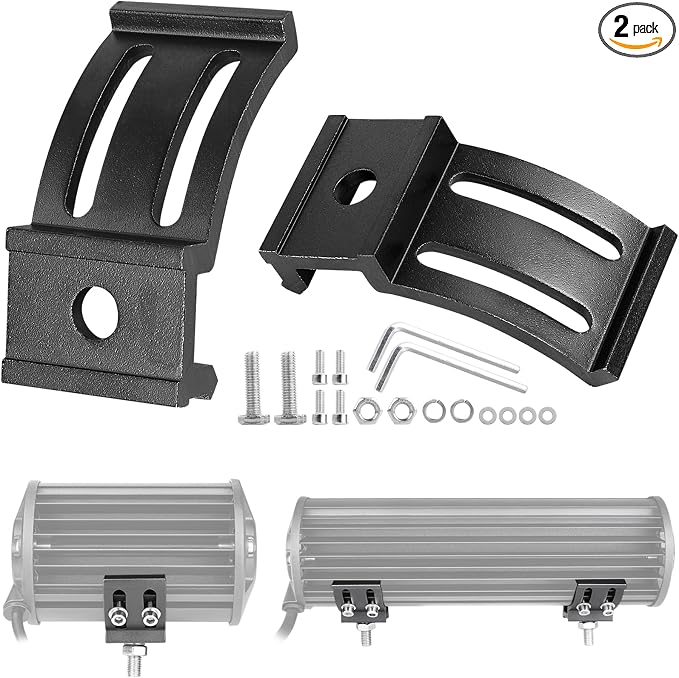 Light Bar Mounting Brackets, 2PCS Universal Base Mount Bracket Kits Adjustable for LED Pod Lights Cubes Fog Light Bar - 2 Years Warranty