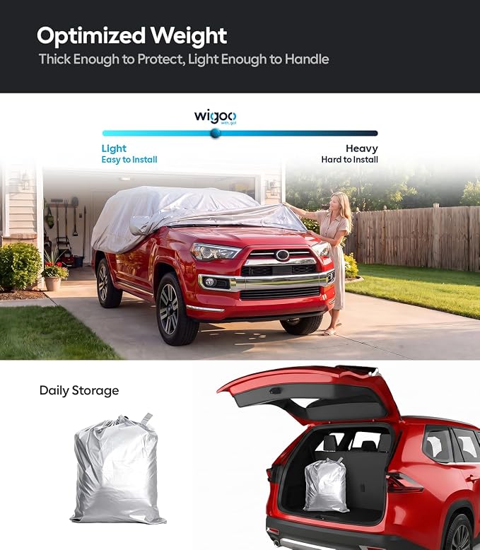 Wigoo Toyota 4Runner Car Cover Accessories 2002-2026, Custom Fit Waterproof All Weather Outdoor Indoor Full SUV Cover, Windproof Sun UV Rain Snow Dust Protection, Door Zipper, Reflective Strips
